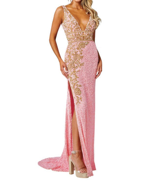 Rachel Allan - Beaded Tulle Deep V-neckline Prom Dress