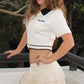 8Apart - Cam Crop Collared Sweater