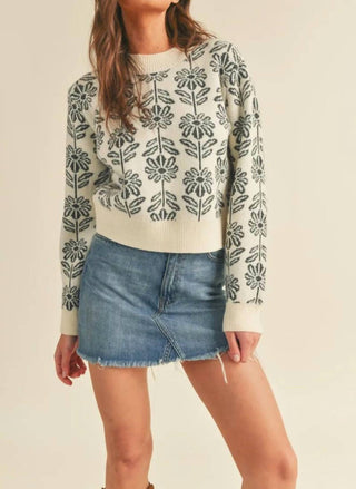 &Merci - Floral Pattern Knit Sweater