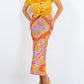 Paparazzi - Satin Watercolor Print Bias Cut Skirt