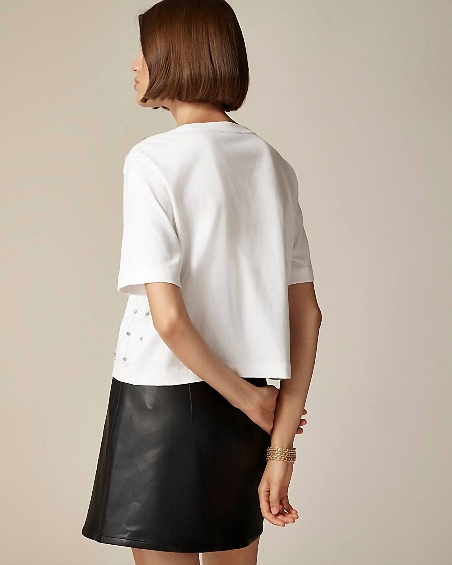 J.Crew - Relaxed Lattice-embellished Cropped T-shirt