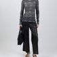 Autumn Cashmere - Cashmere Herringbone Print Raw Edge Crew Sweater