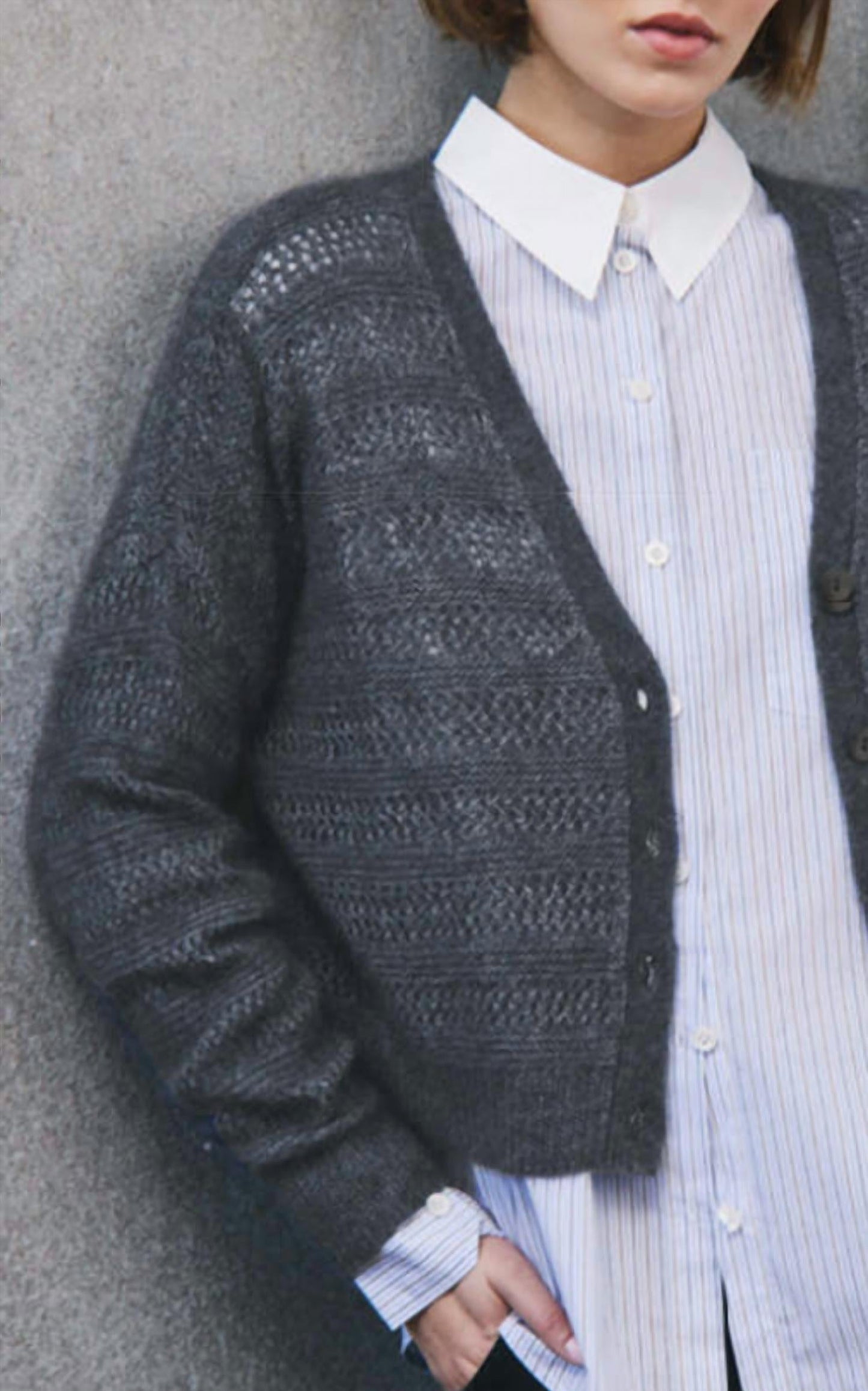 Autumn Cashmere - Fancy Stitch V Neck Cardigan