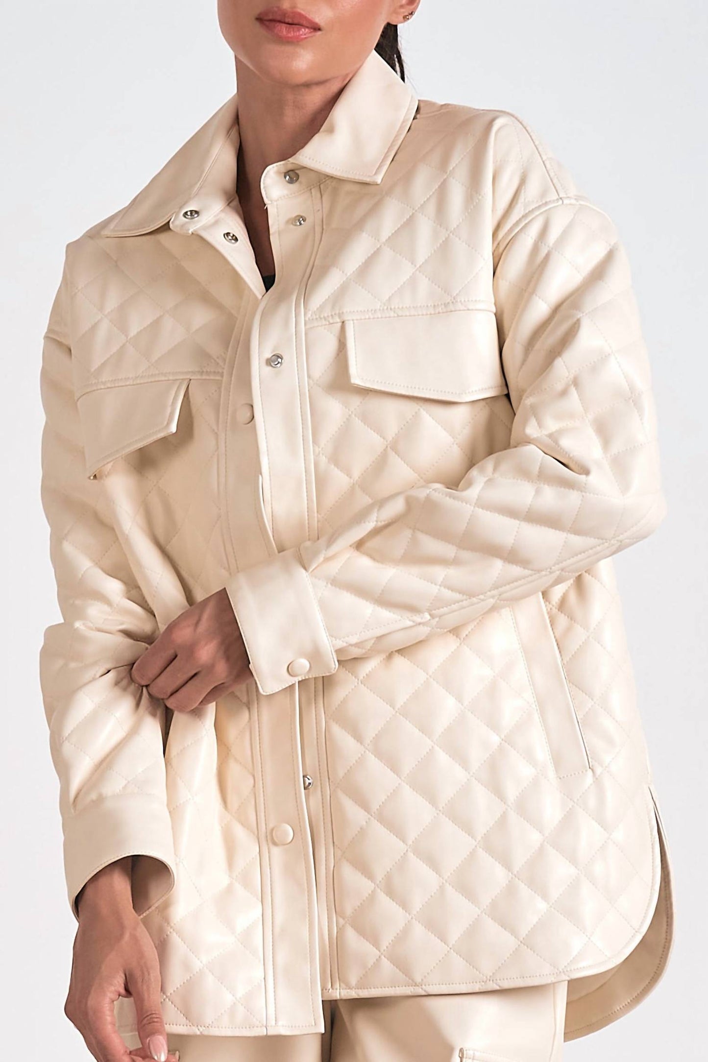 Elan - Faux Leather Quilted Jacket