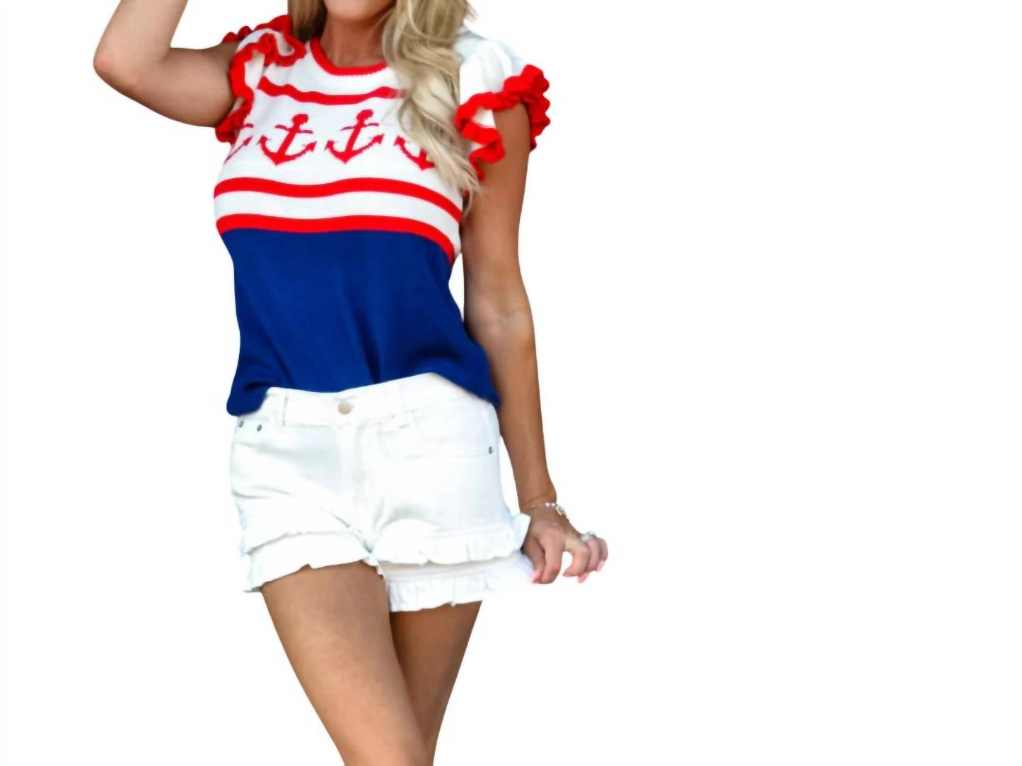 Anniewear - Women's The Anchors Away Summer Sweater Top