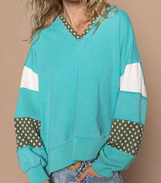 Pol - V-neck Balloon Floral Patch Hoodie