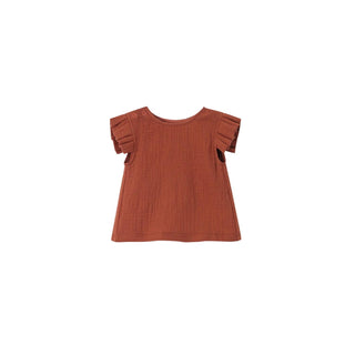 Omamimini - Baby Girls Gauze top with box pleated sleeve