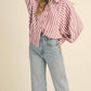 &Merci - Striped Button Batwing Sleeve Top