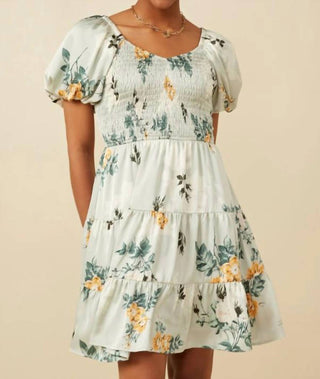 Hayden La - Romantic Floral Smocked Sheen Dress