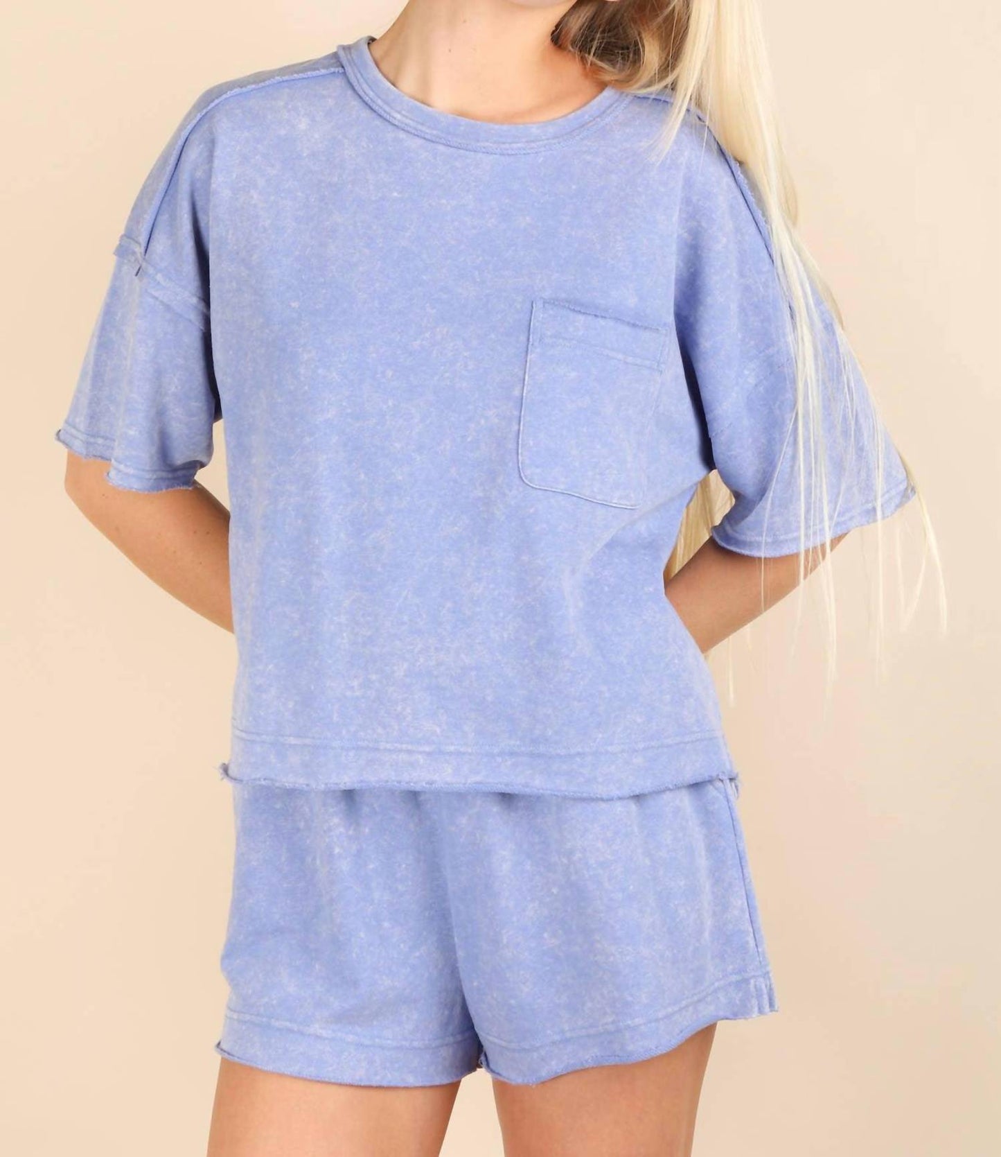 Very J - Comfy Knit Top & Shorts Set