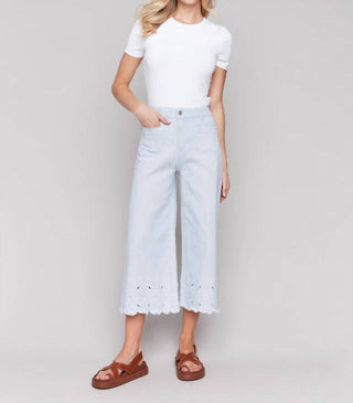 Charlie B - Wide-leg Cropped Jeans With Scallop Embroidered Hem