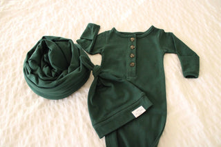 Fawn & Foster - Baby Organic Knotted Gown + Top Knot Hat