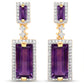 18K Yellow Gold Plated 6.01 Carat Genuine Emerald and White Topaz .925 Sterling Silver Earrings