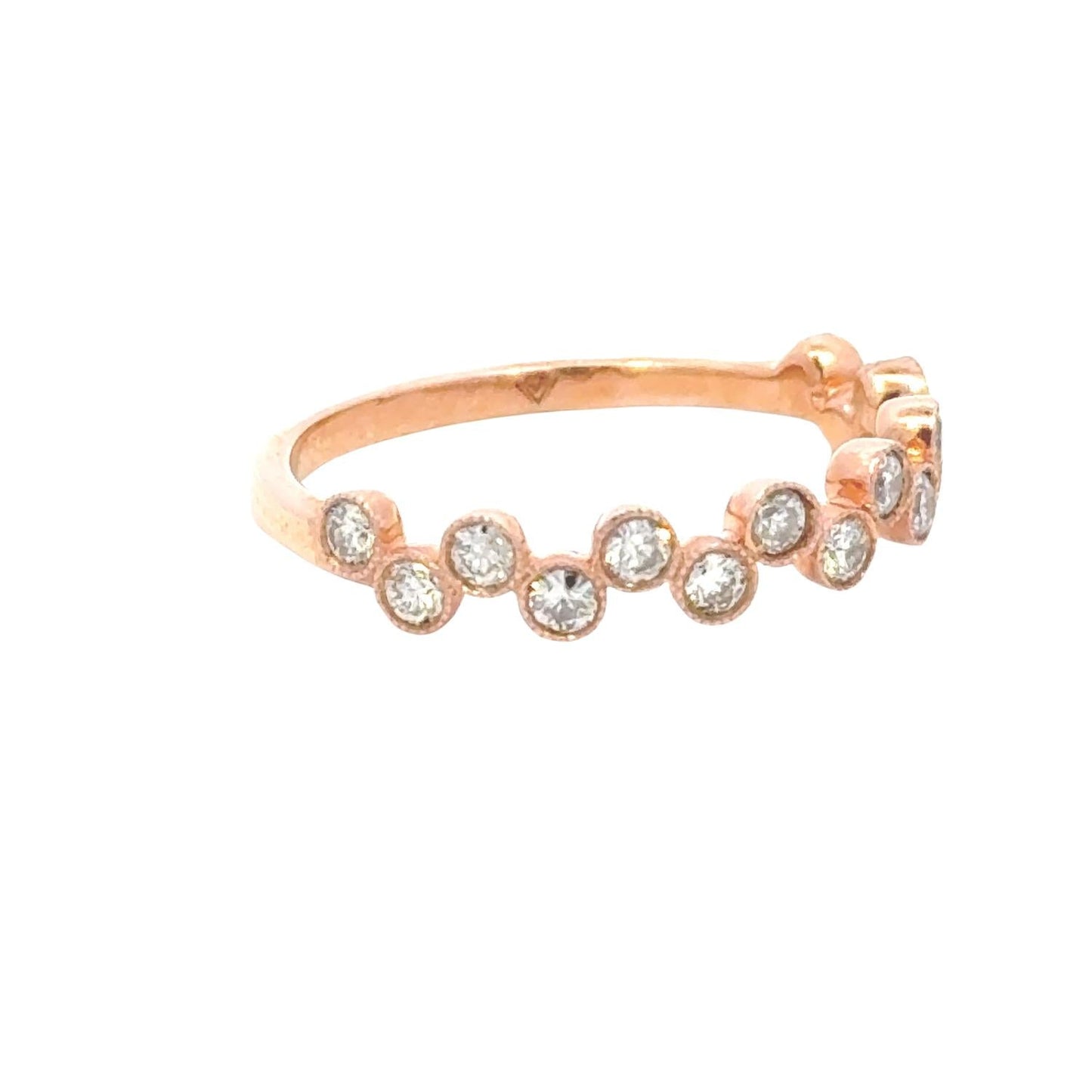 Aamiaa - 0.45 Carat Natural Round Diamond Bezel Set Band Ring - Size 6.5