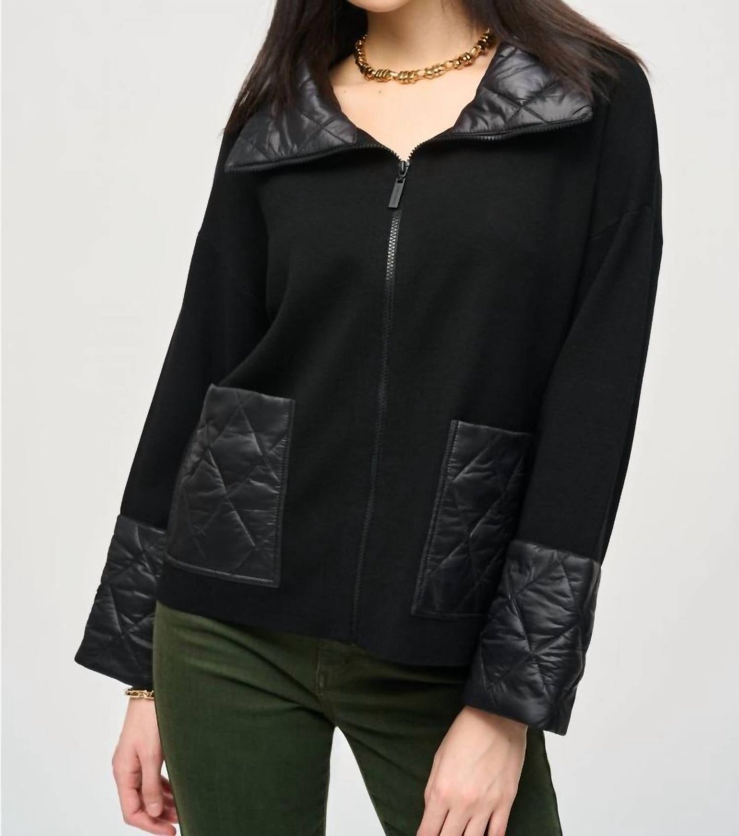 Joseph Ribkoff - Quilted Zip Front Knit Jacket