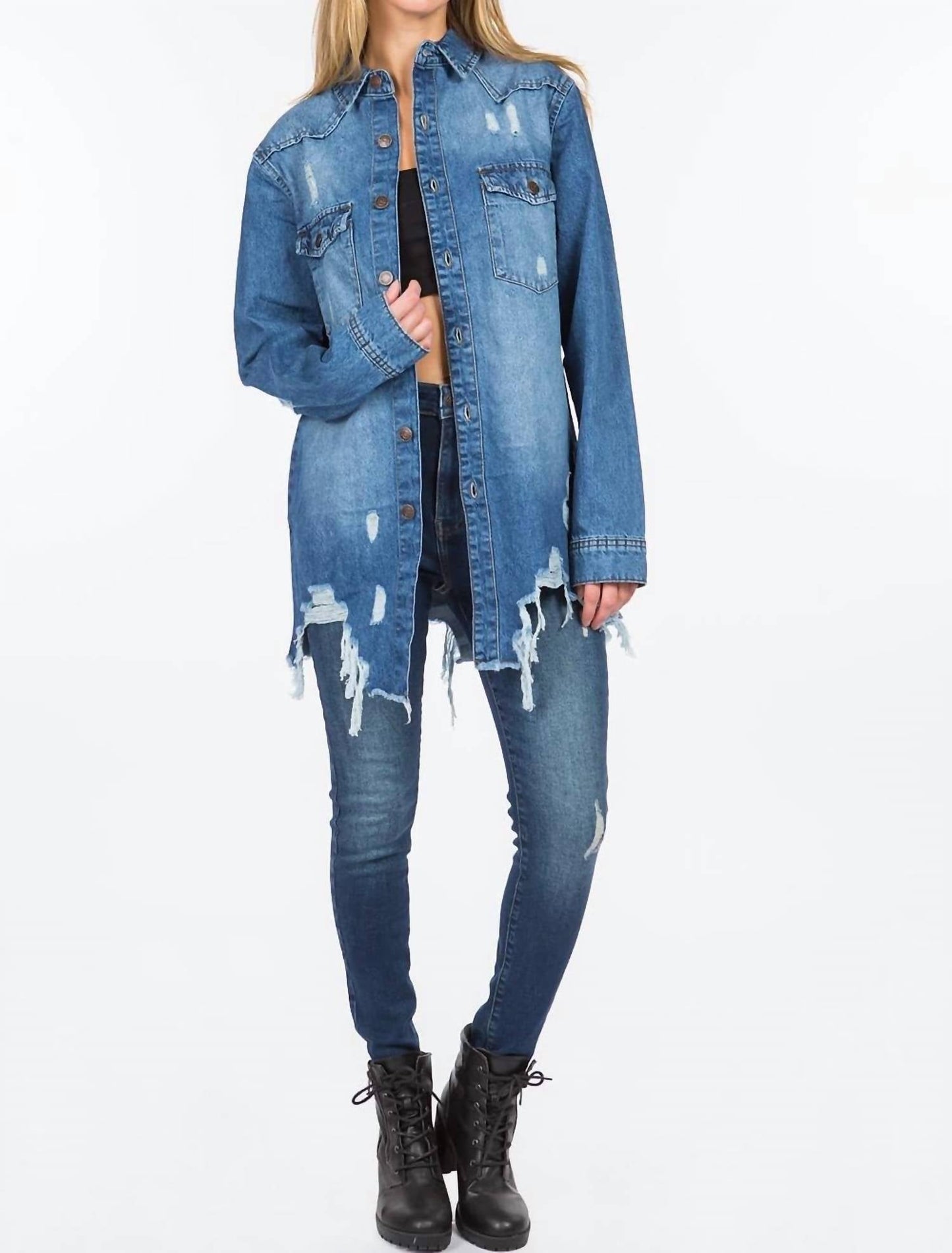 American Bazi - Chic Distressed Denim Jacket