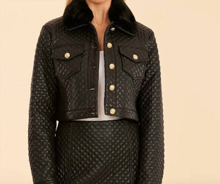 Dolce Cabo - Faux Leather Black Jacket with Detachable Collar