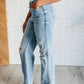 Judy Blue - Women's High Rise Rigid Magic Destroyed Straight Jeans