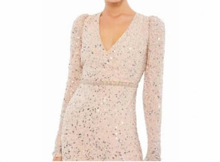 Mac Duggal - Sequin Dress With Embellished Hemline And Belt