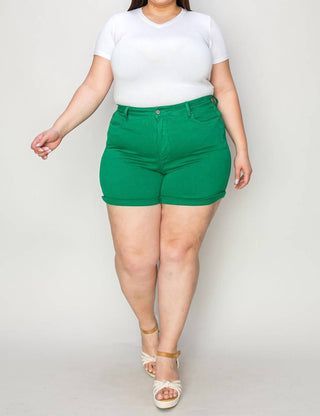 Judy Blue - Tummy Control Garment Dyed Denim Shorts - Plus