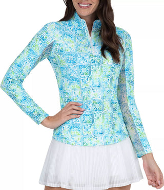 Ibkul - Mock Zip Neck Top - Kathy