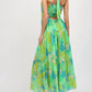 Fate - Tropical Leaf Key Hole Maxi Dress