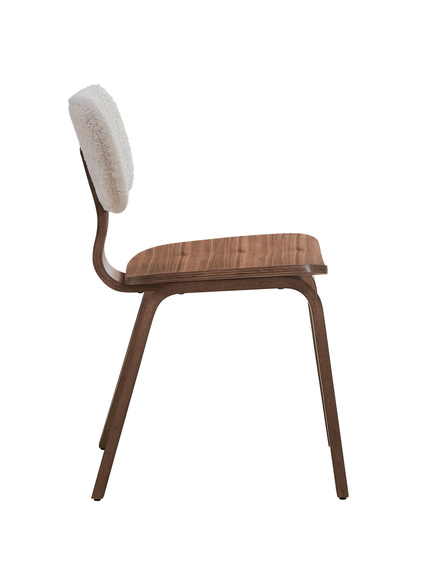 Casson Boucle Walnut Side Chair (Set of 2) - White / Walnut