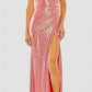 Mac Duggal - Metallic Off The Shoulder Ruched Waist Slit Gown