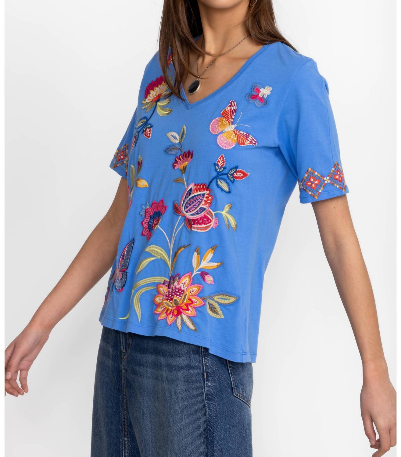 Johnny Was - Gracey Trapunto V-Neck T-Shirt