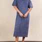 Very J - Mineral Washed Casual Comfy Midi Dress