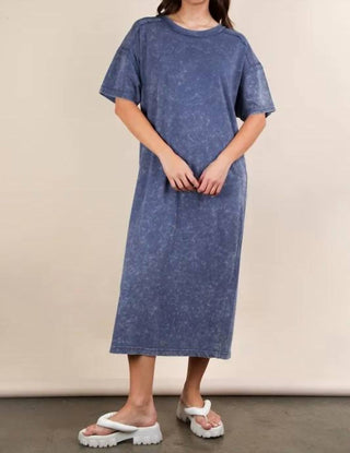 Very J - Mineral Washed Casual Comfy Midi Dress