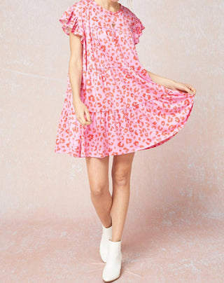 Entro - Tiered Ruffled Leopard Dress