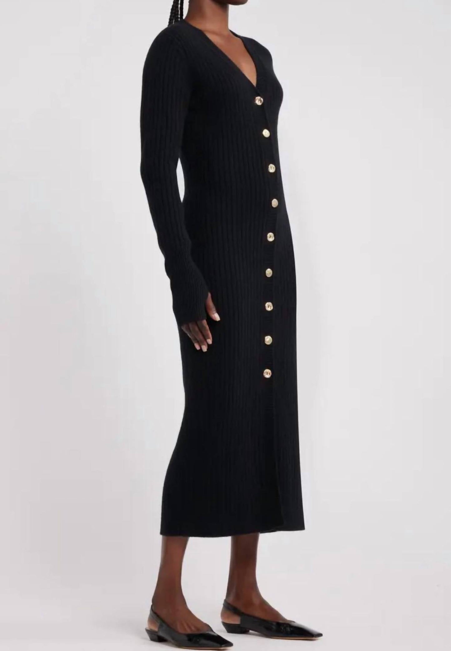 Harbison - Long Sleeve Rib Midi Sweater Dress