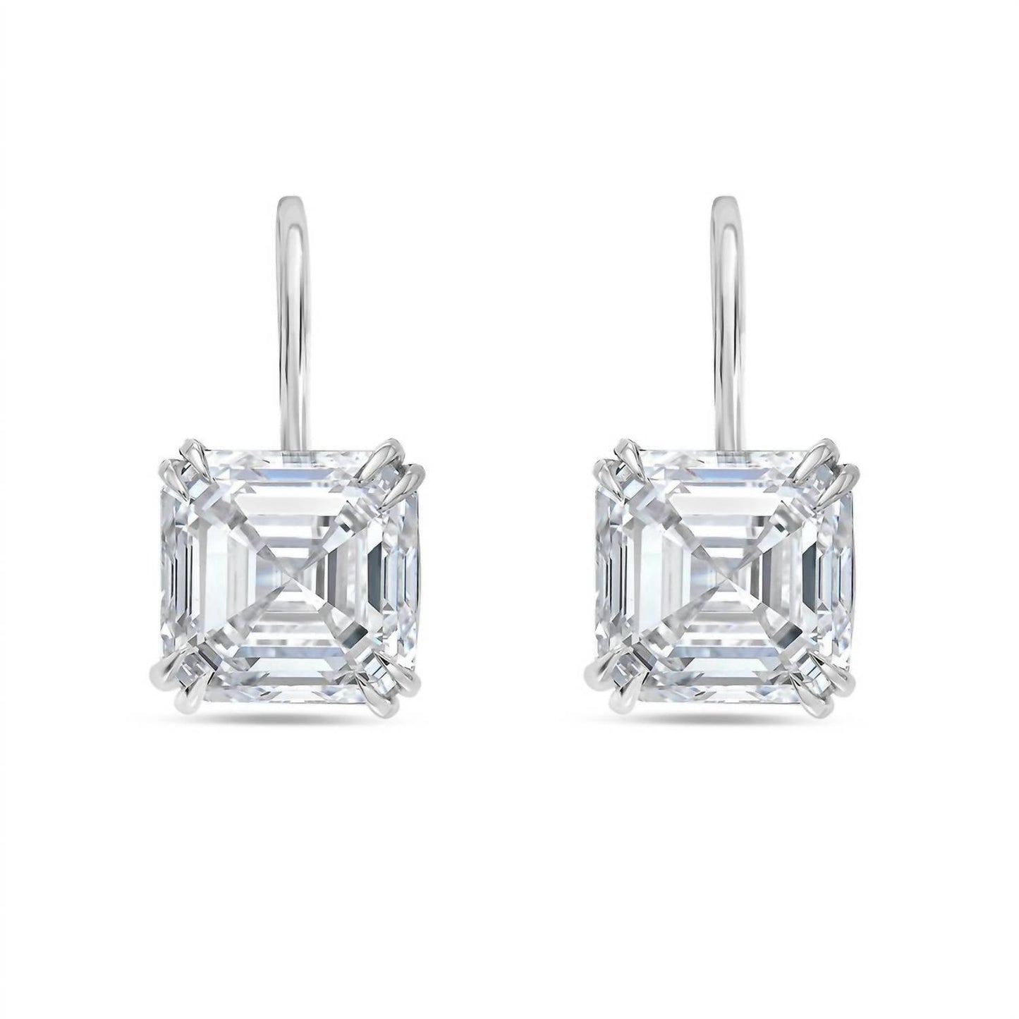 Diana M Jewels - 8.10cts Lab Grown Asscher Cut Drop Earrings