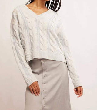 Free People - Washed Cable V-neck Sweater