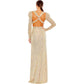Ieena For Mac Duggal - Metallic Puff Sleeve Front Twist Cut-out Gown