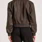 Elan - Faux Leather Bomber Jacket