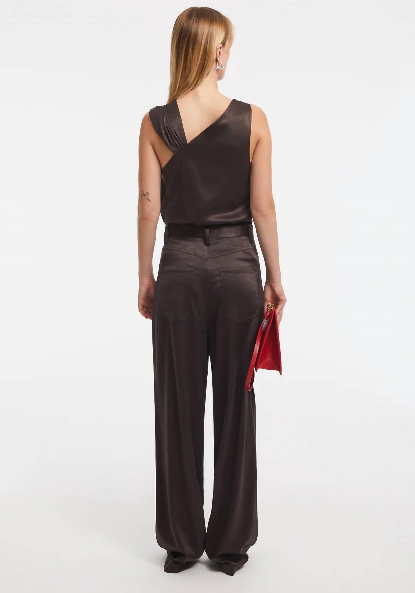 Aeron - Astrid Satin Draped Sleeveles Top