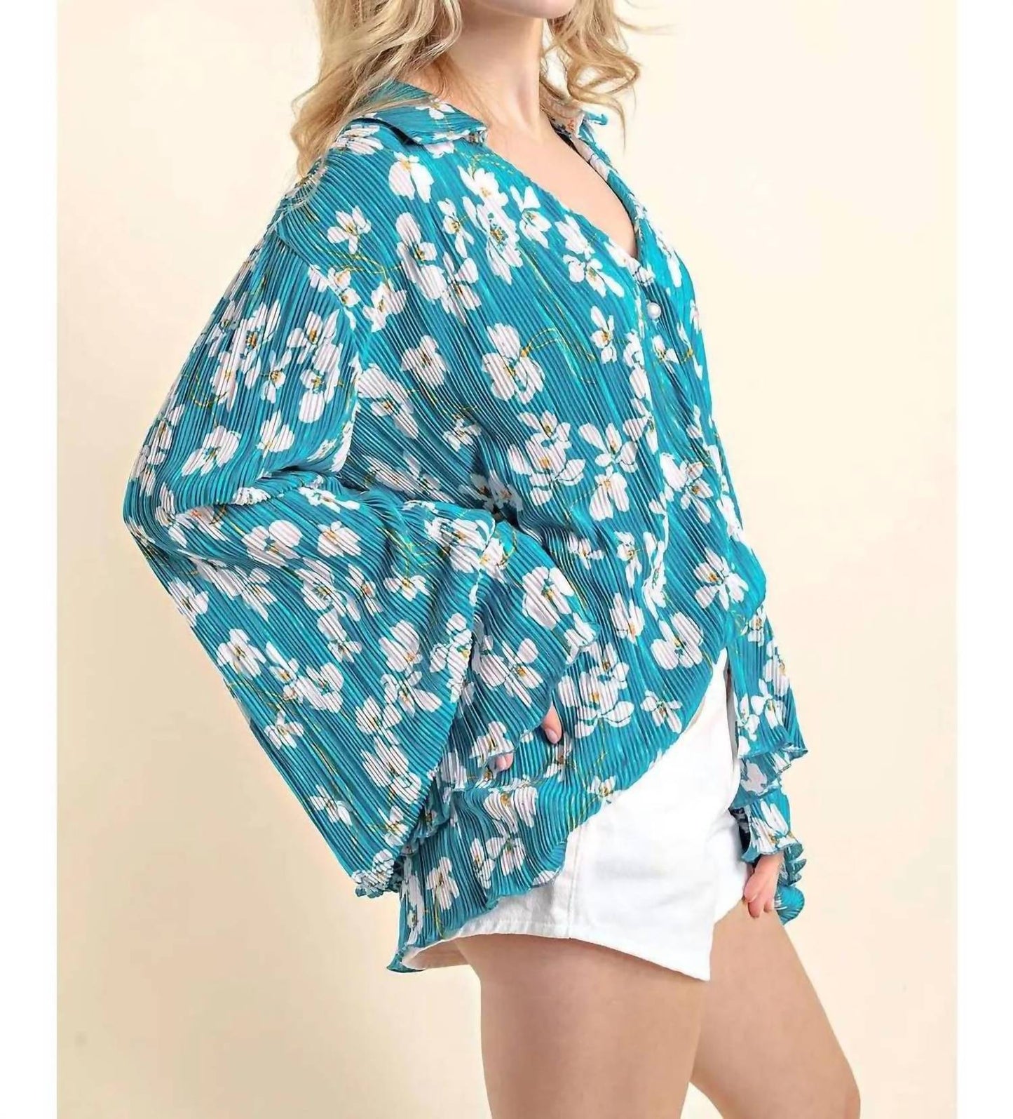 143 Story - Floral Pleated Shirt