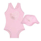 Michael Kors - Girls Monogram Print Swimsuit + Hat Set