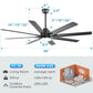 Ceiling Fan With Dimmable LED Light, 8 Blades, Smart Remote Control, Reversible DC Motor - Matte Black
