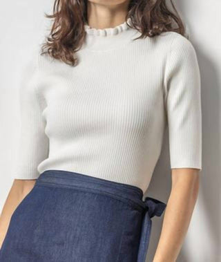 Lilla P - Women's Ruffle Mock Neck Top