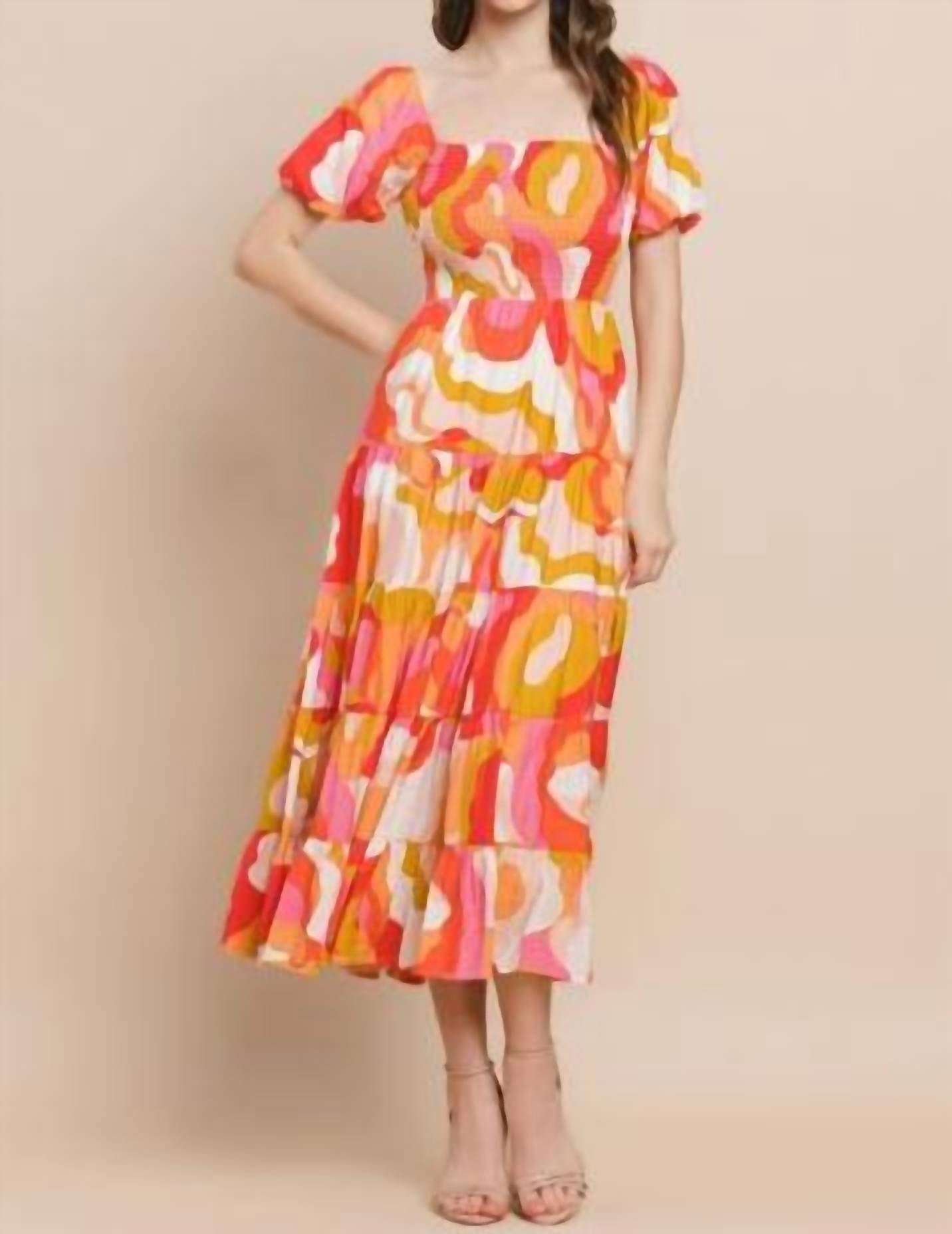 Tcec - Adriana Abstract Print Multi Midi Dress