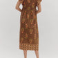 Entro - Split Neck Floral Framed Midi Dress