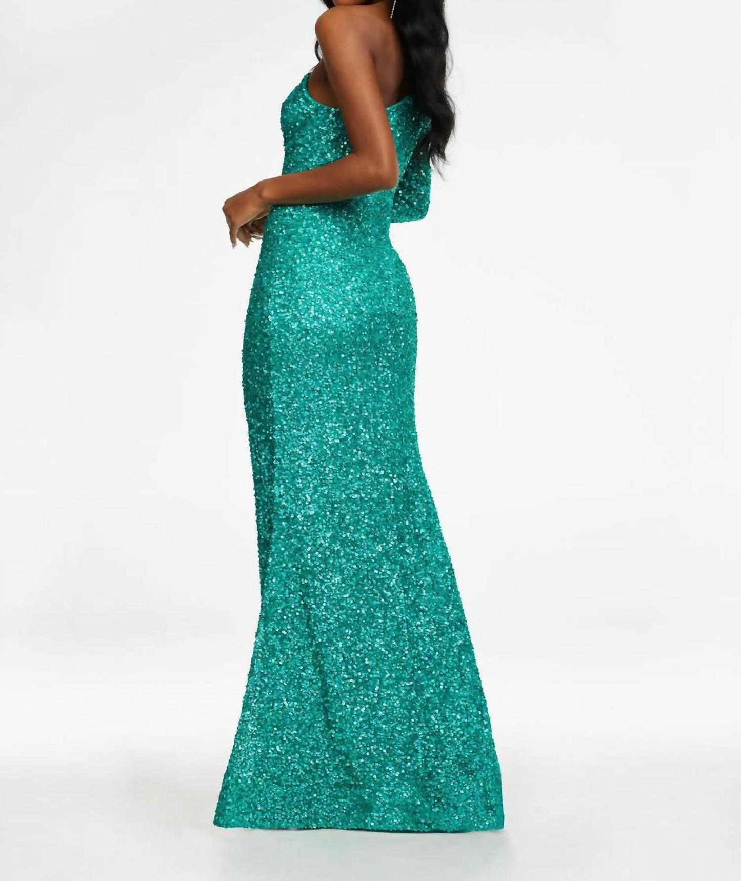 Ashleylauren - One Shoulder Sleeve Prom Dress