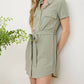 Blu Pepper - Button Down with Collar Belted Mini Dress