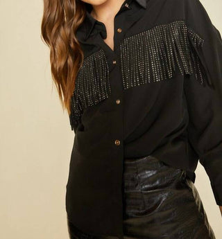 Anniewear - Rhinestone Fringe Blouse