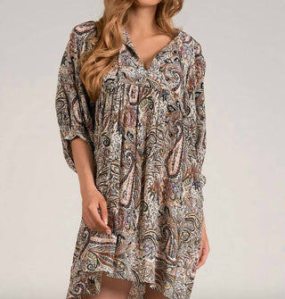 Elan - PAISLEY VNECK DRESS