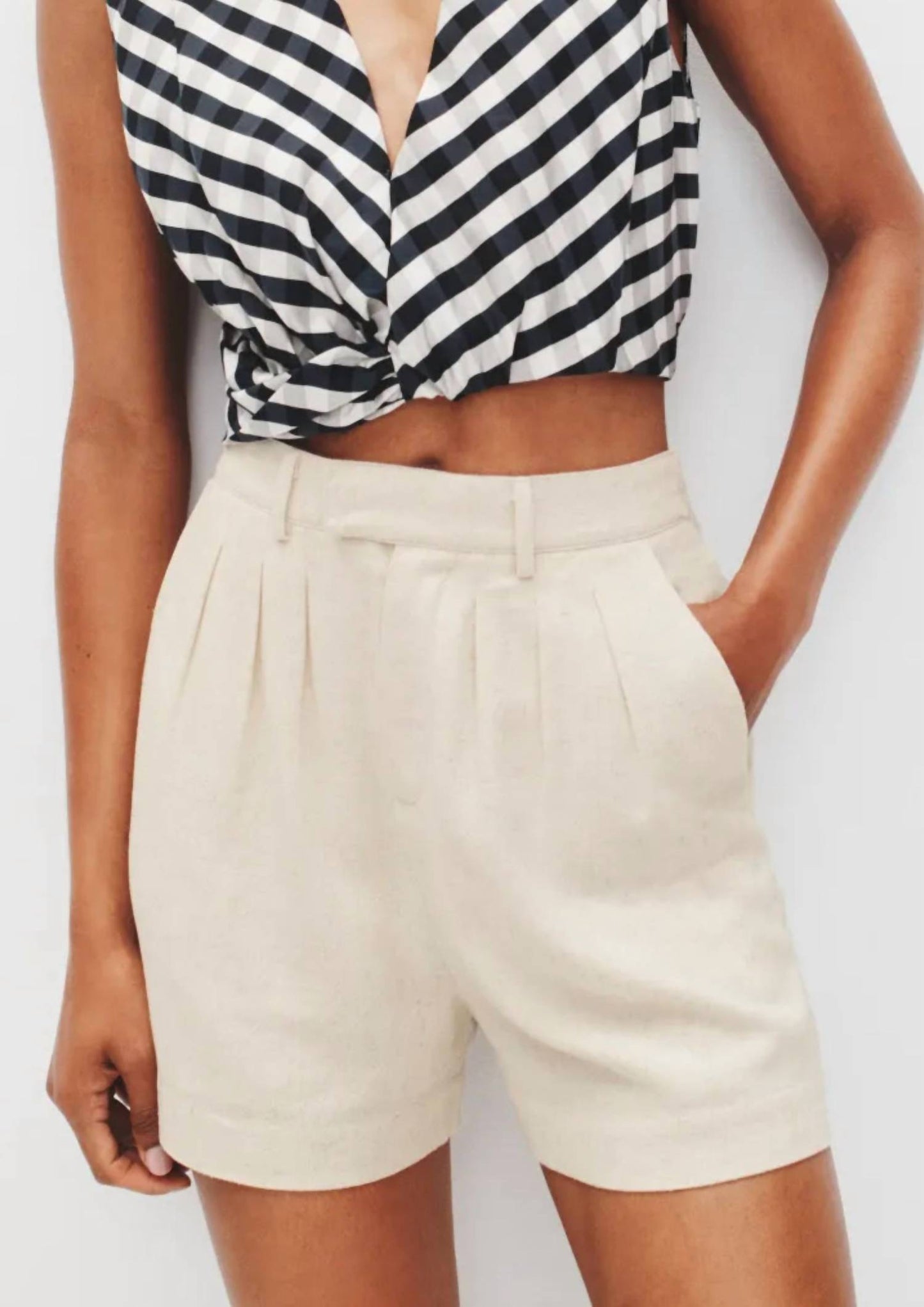 Moon River - Elastic High-waist Linen Shorts