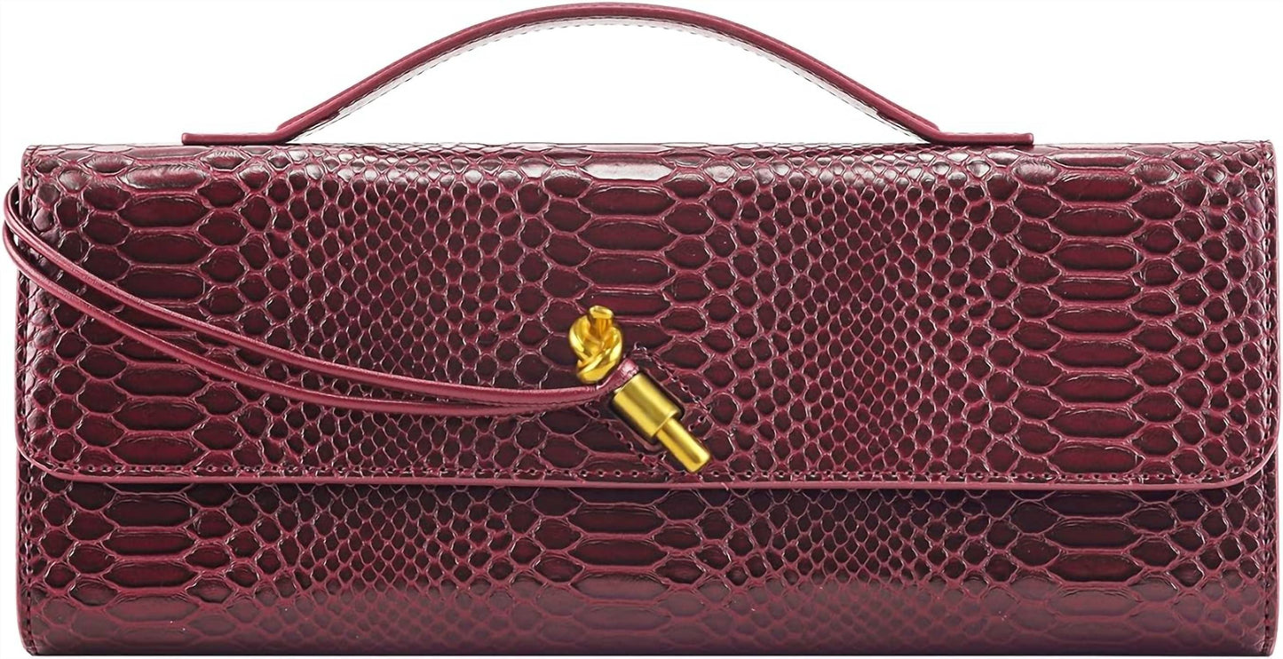 Bc Handbags - Women's Croc Embossed Leather Clutch Bag
